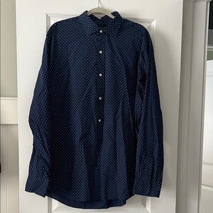 Ralph Lauren Navy Blue Button-Down Shirt with White polka dots XXL